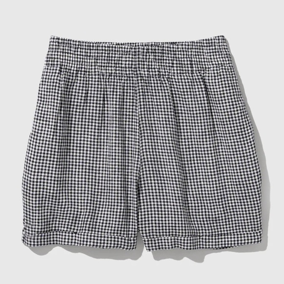 United By Blue Linen Pull-On Short and Cropped Tank Set, Black/White Gingham, L - Picture 3 of 16